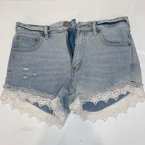 Free People jean shorts with lace size 25